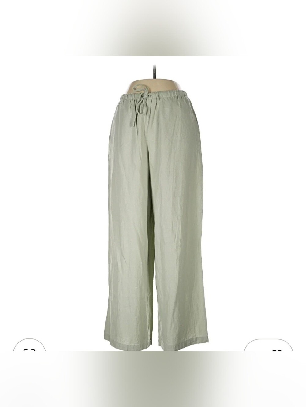Rachel Zoe Light Sage Green Linen Blend Wide-Leg Drawstring Pants